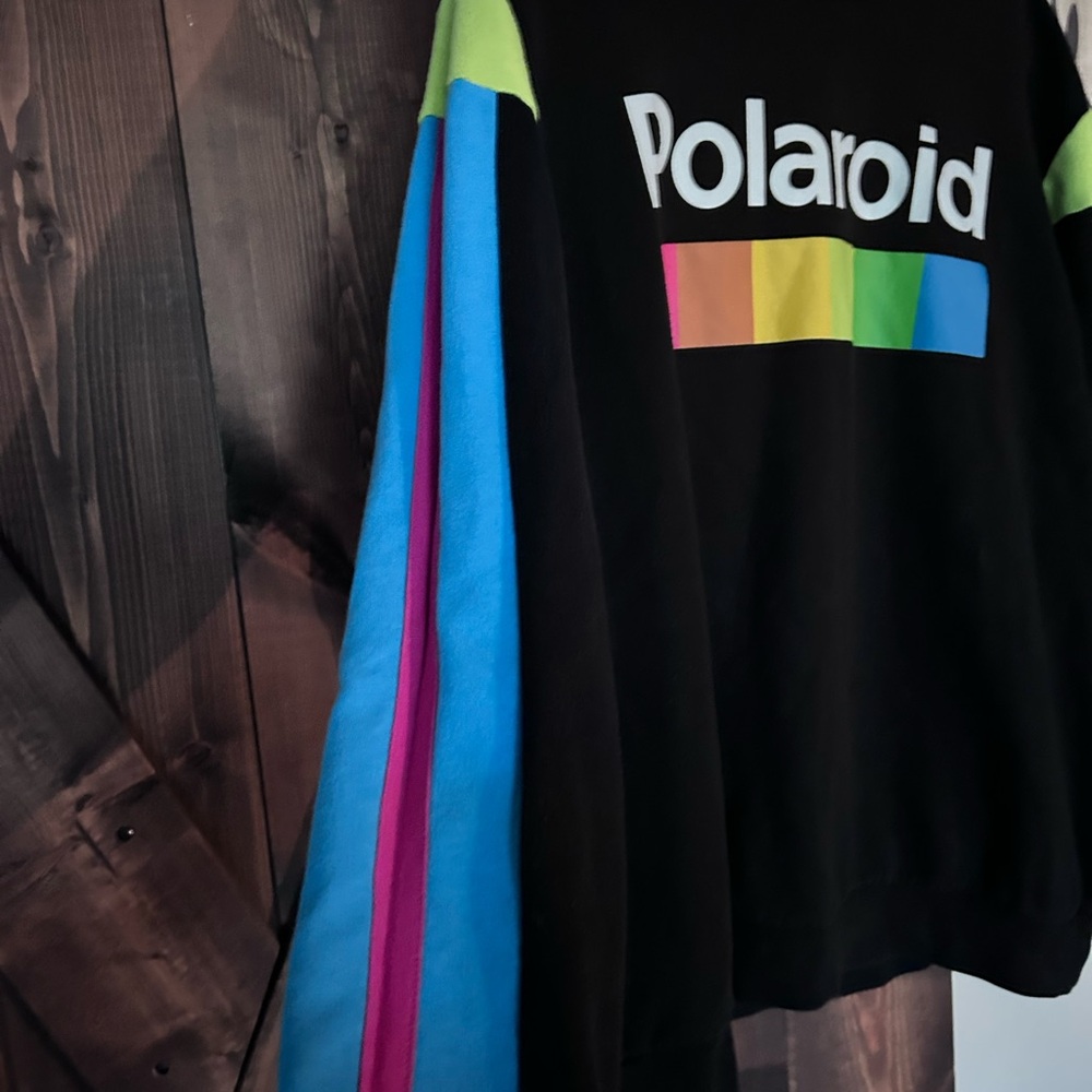 Polaroid Men's Black Sweater with Blue and Green Stripes - Picture 3 of 4